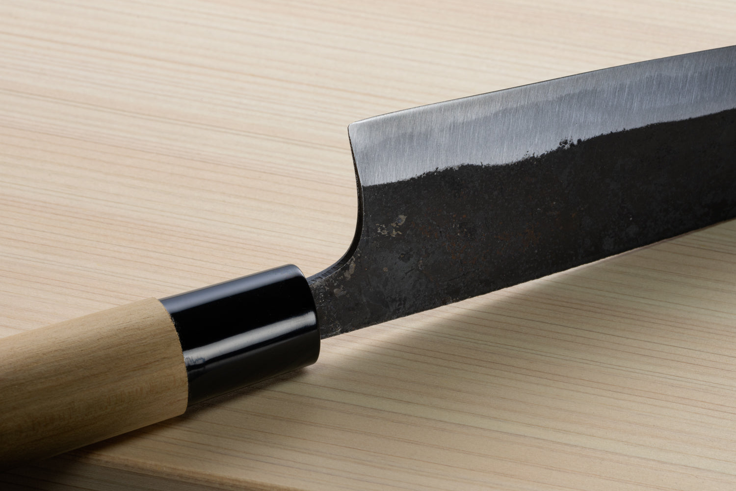 Japan Knife TOKU | Santoku Knife, Black finish, Shiroichi steel, Sakura pattern, Kagoshima, Tane knife