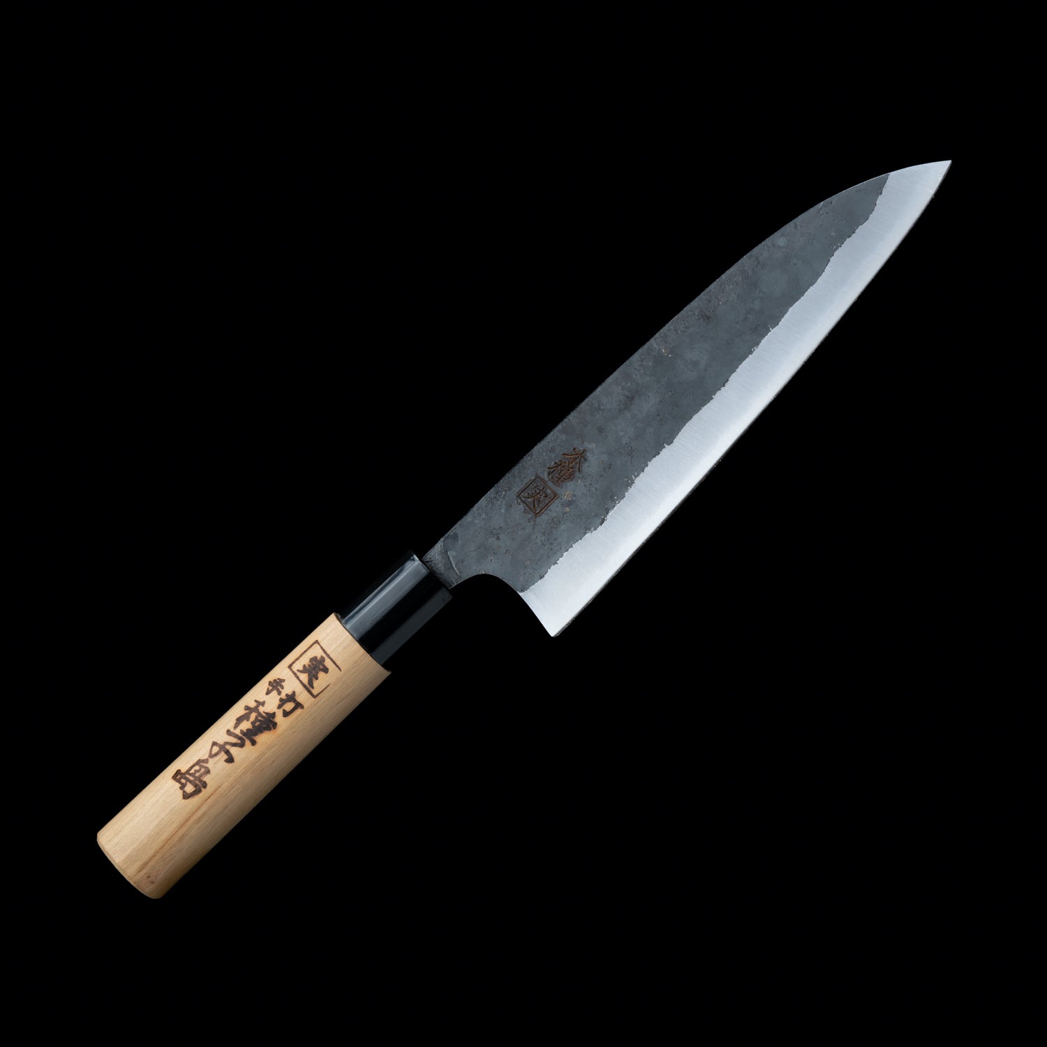 Japan Knife TOKU | Santoku Knife, Black finish, Shiroichi steel, Sakura pattern, Kagoshima, Tane knife