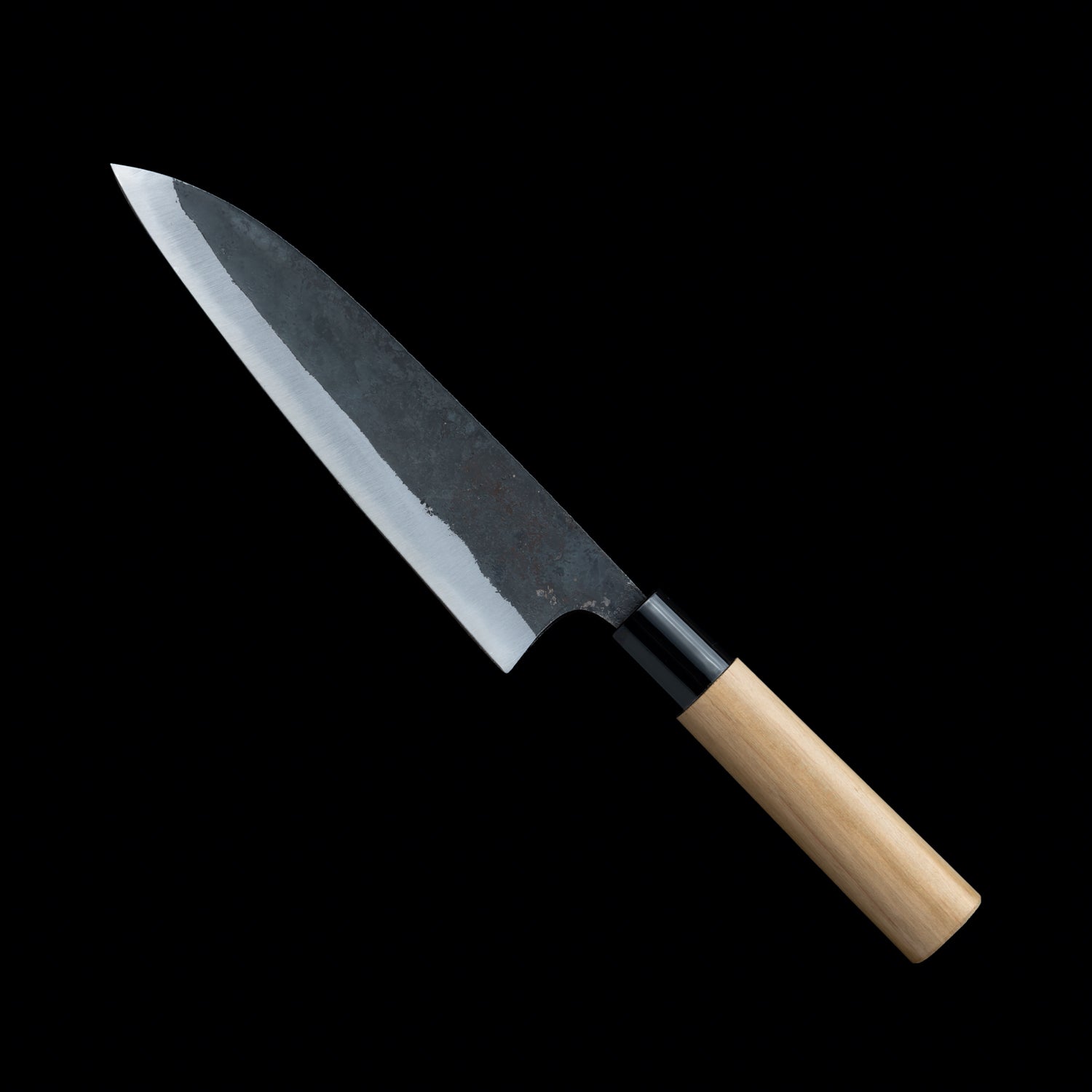 Japan Knife TOKU | Santoku Knife, Black finish, Shiroichi steel, Sakura pattern, Kagoshima, Tane knife
