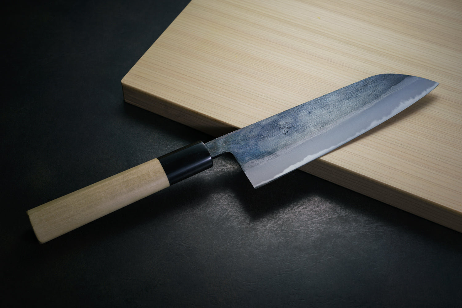 Japan Knife TOKU | Santoku Knife, Blue Steel, Black Sanded Finish