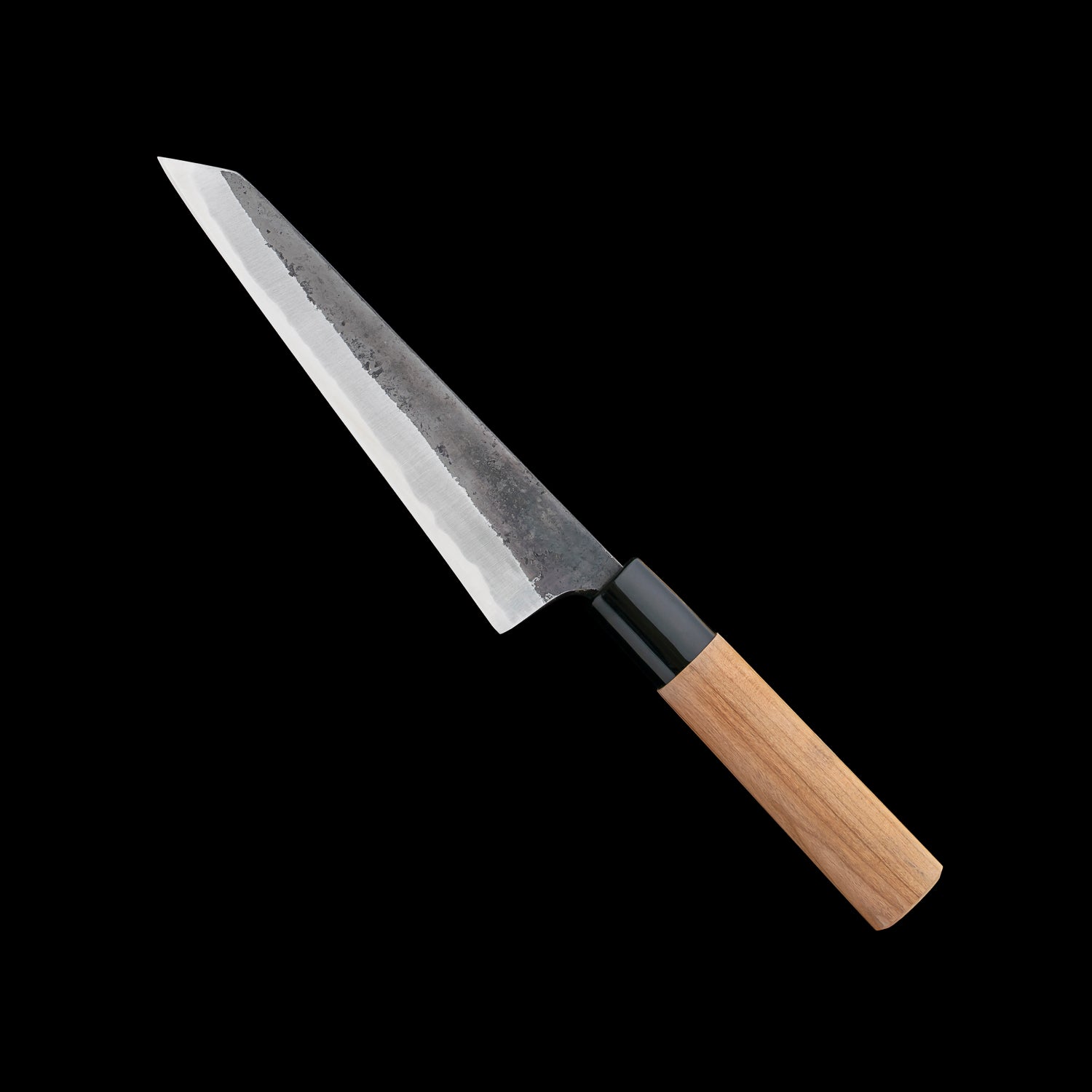 Japan Knife TOKU | Bone-throwing Tane Knife, Black finish, White Steel, Cherry blossom pattern