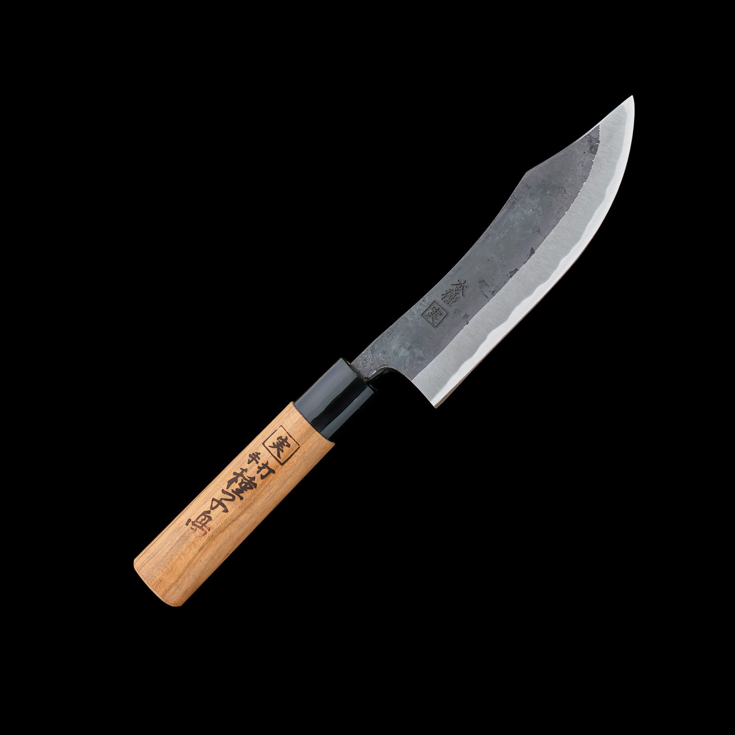 Japan Knife TOKU | Deer Filleting Seed Knife, Black Finish, White Steel, Cherry Blossom Handle
