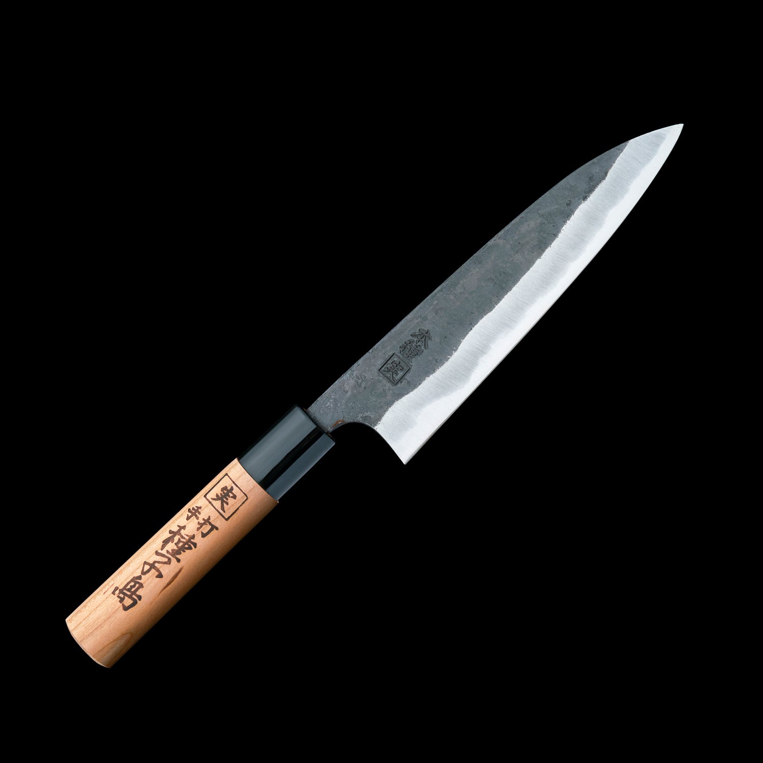 Japan Knife TOKU | Santoku Knife, Black finish, Shiroichi steel, Sakura pattern, Kagoshima, Tane knife