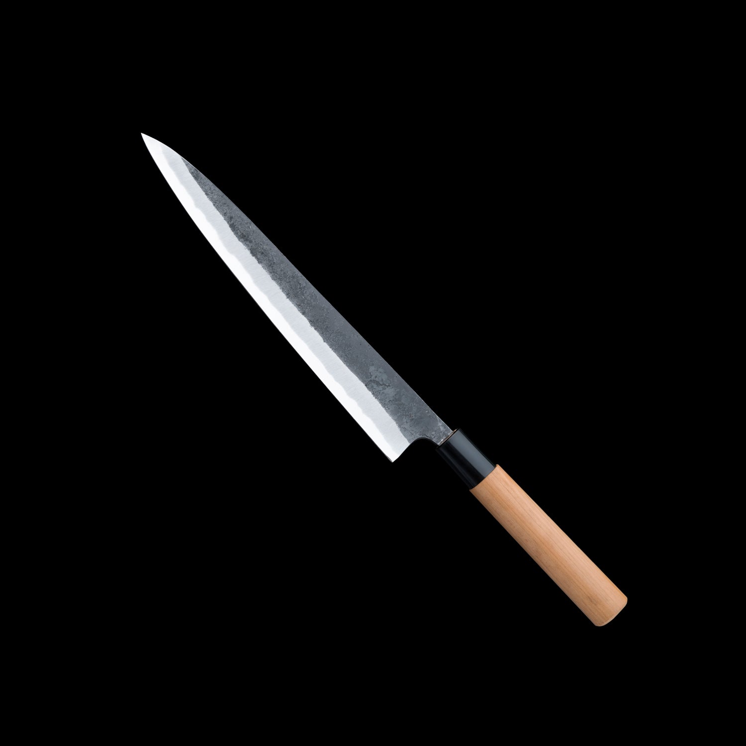 Japan Knife TOKU | Yanagiba Knife, Tanega Knife, Black-finished, Blue Steel, Sakura Handle