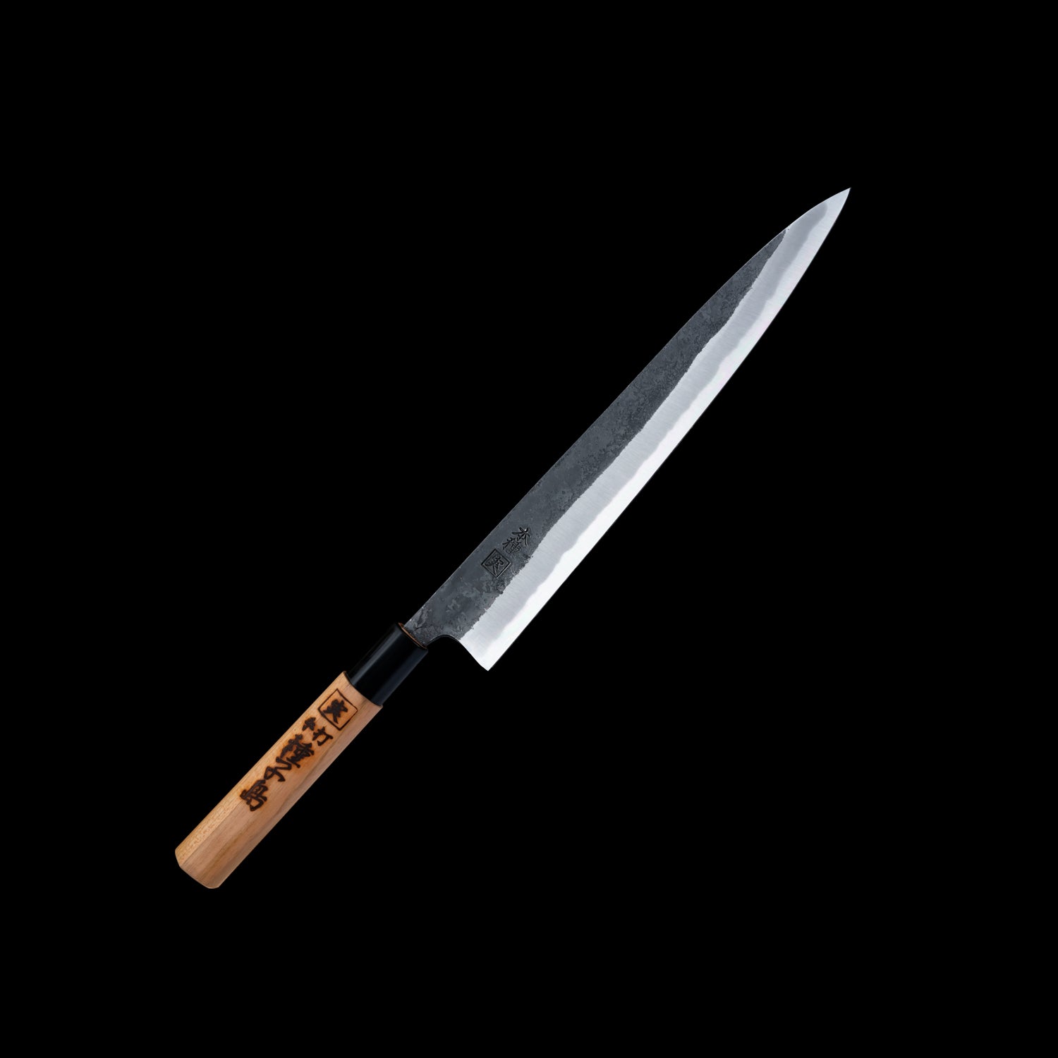 Japan Knife TOKU | Yanagiba Knife, Tanega Knife, Black-finished, Blue Steel, Sakura Handle