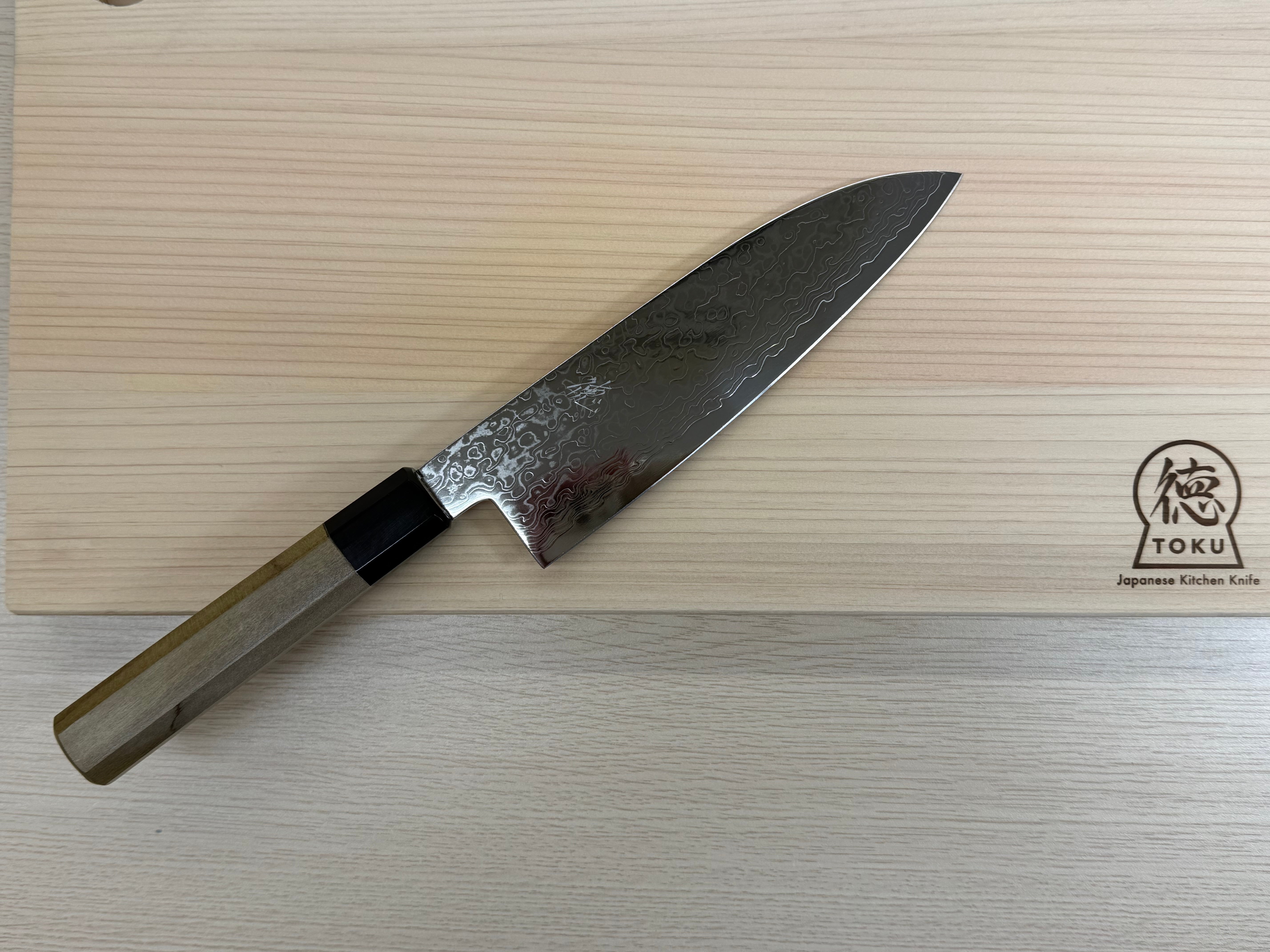 Japan Knife TOKU｜Santoku Knife, Ginsan Damascus, Ho Octagonal Handle