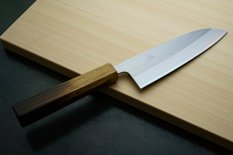 Santoku knife die steel baked lacquer handle